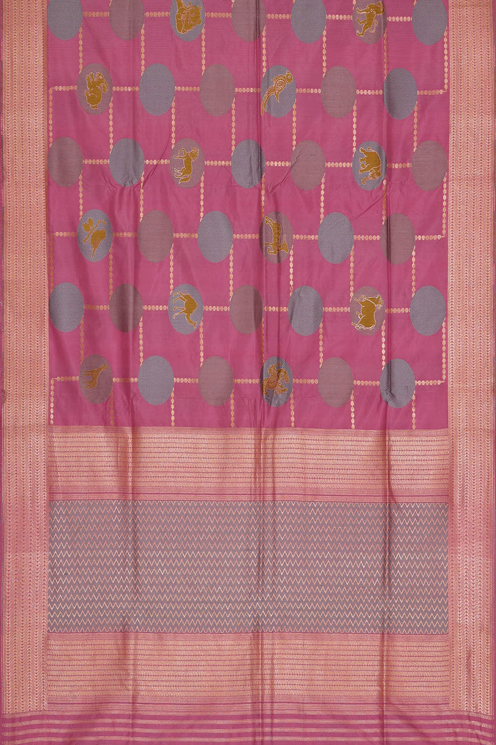 Image of Banarasi Silk Onion Pink Saree